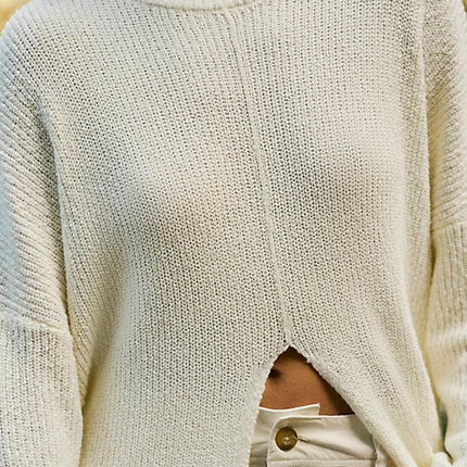 Women Turtleneck Pullover Sweaters Ribbed Knit Front Slit Mid Length Tunic Dress