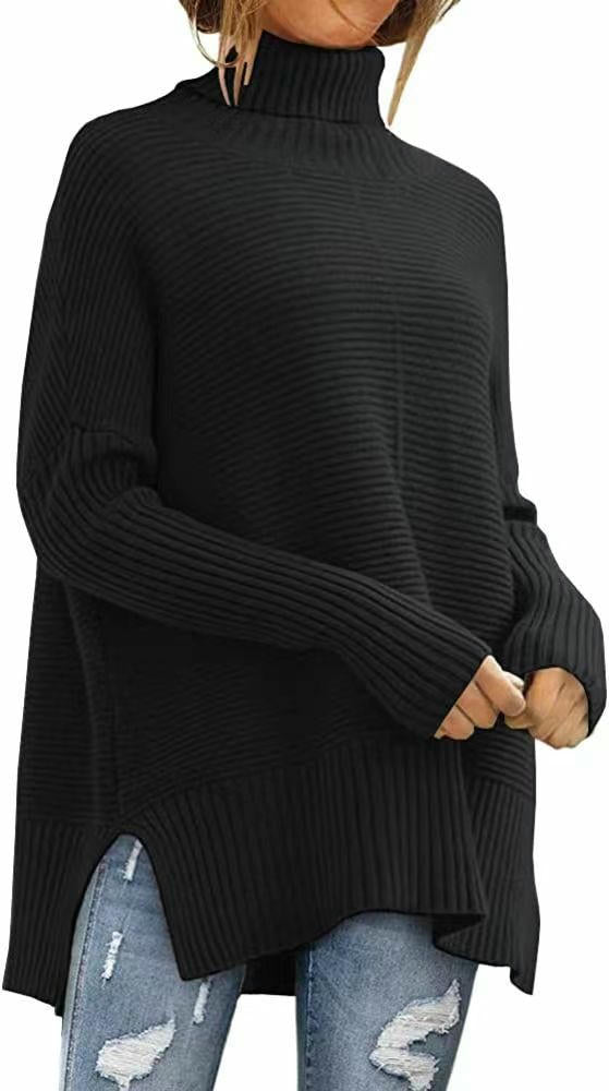 Turtleneck Sweater Women's Lazy Style Bat Sleeve Loose Pullover Cardigan