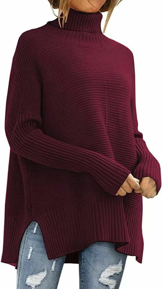 Turtleneck Sweater Women's Lazy Style Bat Sleeve Loose Pullover Cardigan