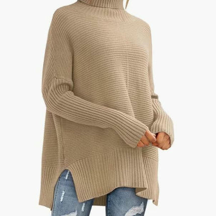 Turtleneck Sweater Women's Lazy Style Bat Sleeve Loose Pullover Cardigan