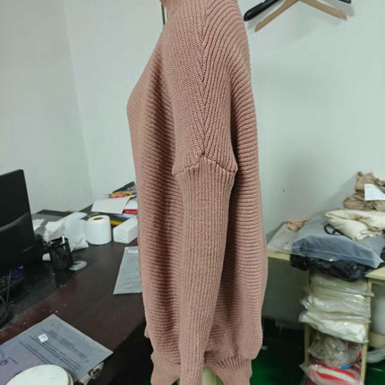 Turtleneck Sweater Women's Lazy Style Bat Sleeve Loose Pullover Cardigan