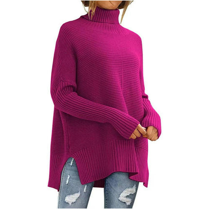 Turtleneck Sweater Women's Lazy Style Bat Sleeve Loose Pullover Cardigan