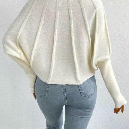 Women's Autumn and Winter Half Turtleneck Knitted Sweater Bat Sleeve Pullover