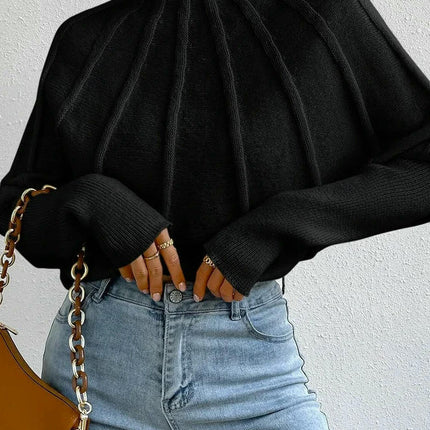 Women's Autumn and Winter Half Turtleneck Knitted Sweater Bat Sleeve Pullover