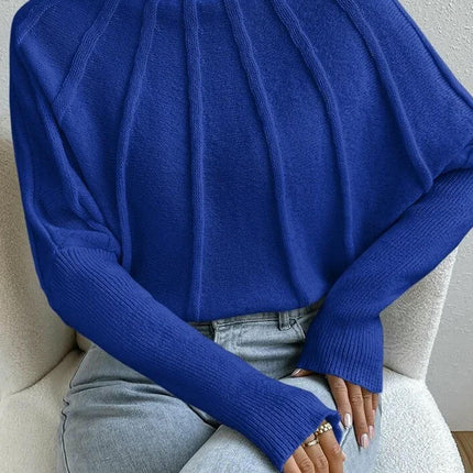 Women's Autumn and Winter Half Turtleneck Knitted Sweater Bat Sleeve Pullover
