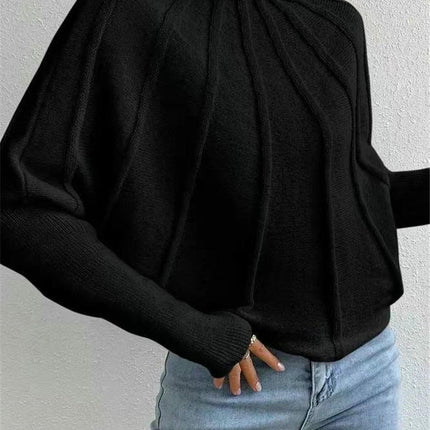 Women's Autumn and Winter Half Turtleneck Knitted Sweater Bat Sleeve Pullover
