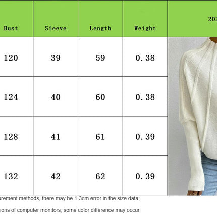 Women's Autumn and Winter Half Turtleneck Knitted Sweater Bat Sleeve Pullover