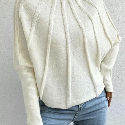 Women's Autumn and Winter Half Turtleneck Knitted Sweater Bat Sleeve Pullover