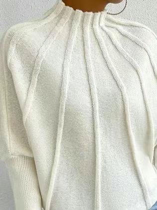 Women's Autumn and Winter Half Turtleneck Knitted Sweater Bat Sleeve Pullover