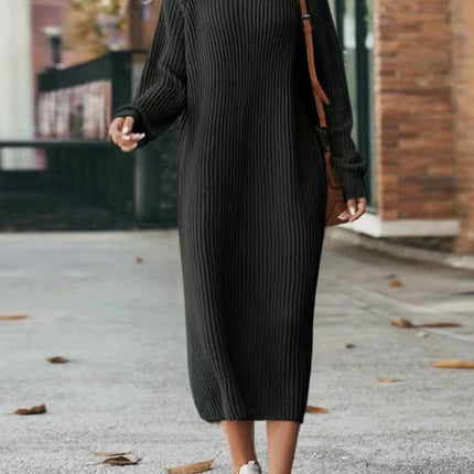 Knitted Dress Women's Long Sleeve Turtleneck Maxi Sweater Knitted Dress
