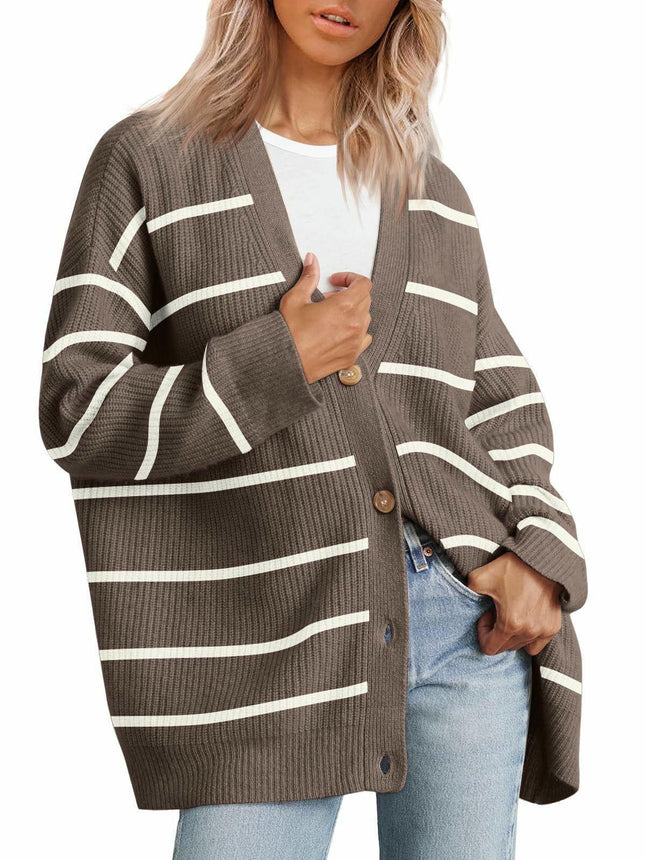 Women's Fall Fashion Knitted Cardigan Soft  Long Sleeve  Button Cardigan Coat
