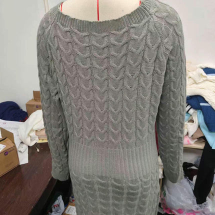 Women Casual Jumper Dress Bodycon Solid Long Sleeve Pullover Sweater Dress