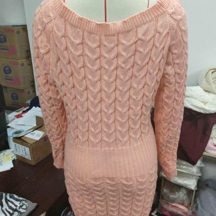 Women Casual Jumper Dress Bodycon Solid Long Sleeve Pullover Sweater Dress