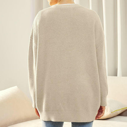Women's Fall Fashion Knitted Cardigan Soft  Long Sleeve  Button Cardigan Coat