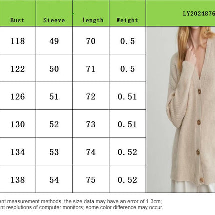 Women's Fall Fashion Knitted Cardigan Soft  Long Sleeve  Button Cardigan Coat