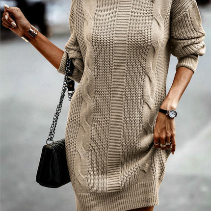 Women's Turtleneck Sweater Dress Long Sleeve Pullover Hip Sweater Dress