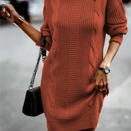 Women's Turtleneck Sweater Dress Long Sleeve Pullover Hip Sweater Dress