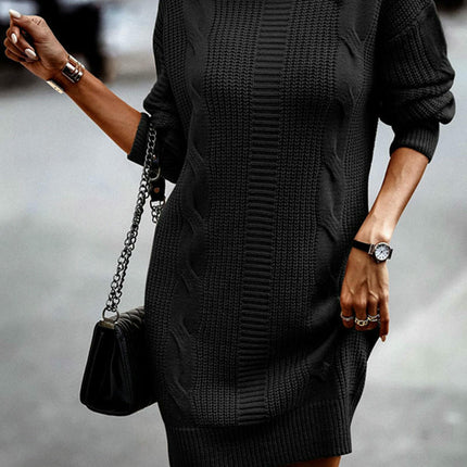 Women's Turtleneck Sweater Dress Long Sleeve Pullover Hip Sweater Dress