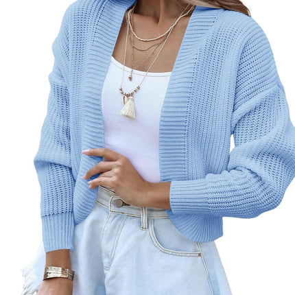 Women's Bolero Shrug Sweater Knitted Long Sleeve Open Front Cropped Cardigan