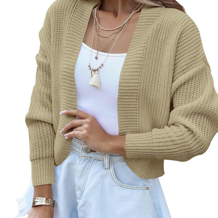 Women's Bolero Shrug Sweater Knitted Long Sleeve Open Front Cropped Cardigan