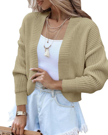 Women's Bolero Shrug Sweater Knitted Long Sleeve Open Front Cropped Cardigan