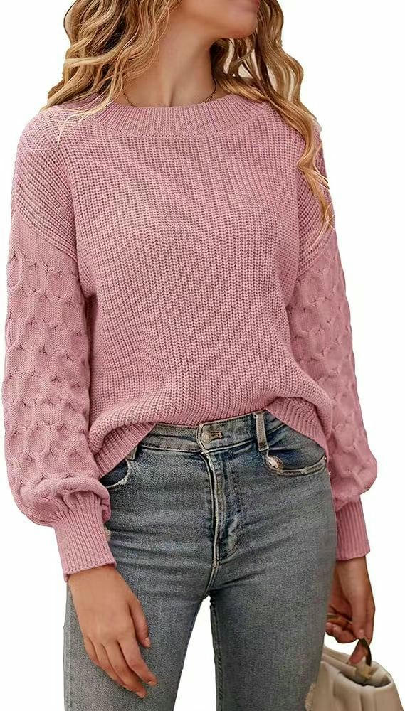 Women's Winter Pullover Sweater Long Sleeve Crewneck Loose Chunky Knit Tops