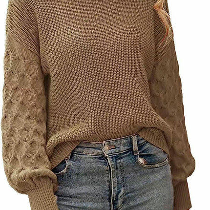 Women's Winter Pullover Sweater Long Sleeve Crewneck Loose Chunky Knit Tops