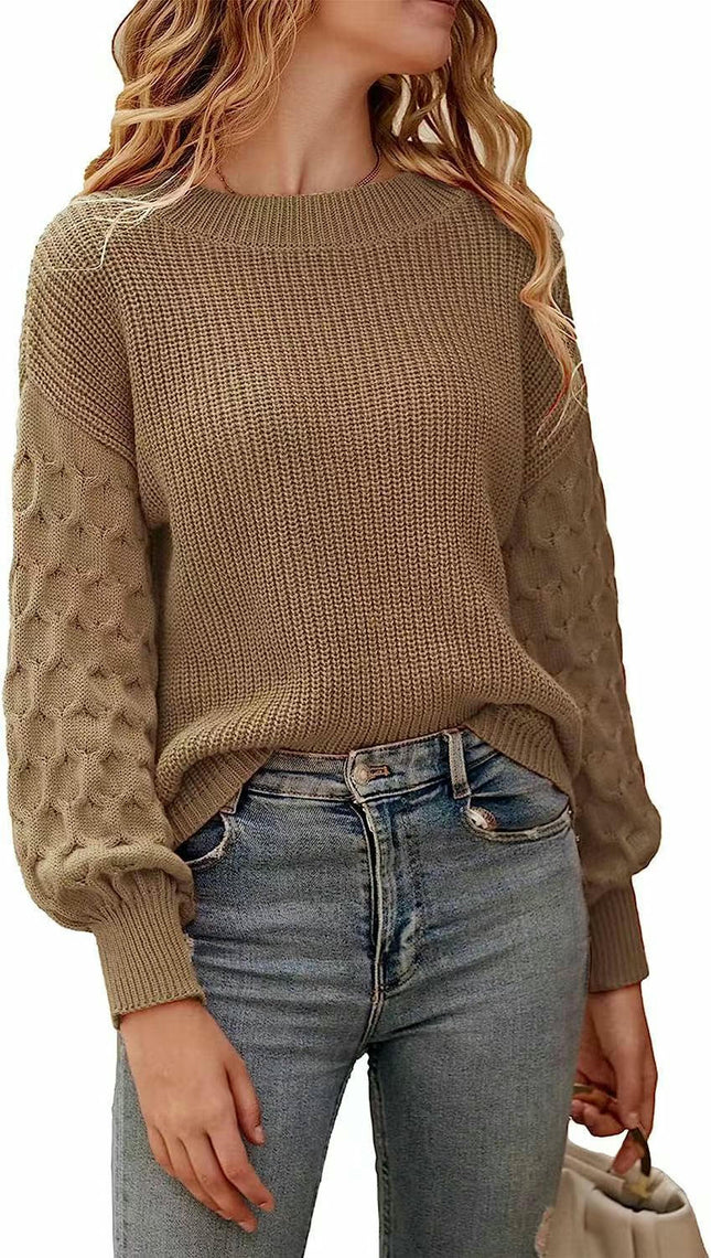 Women's Winter Pullover Sweater Long Sleeve Crewneck Loose Chunky Knit Tops