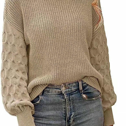 Women's Winter Pullover Sweater Long Sleeve Crewneck Loose Chunky Knit Tops