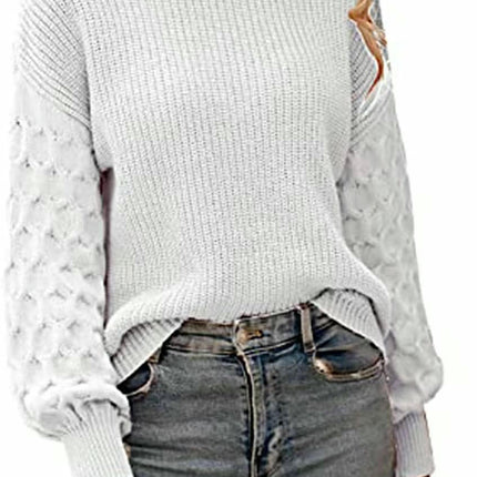 Women's Winter Pullover Sweater Long Sleeve Crewneck Loose Chunky Knit Tops