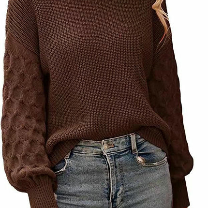 Women's Winter Pullover Sweater Long Sleeve Crewneck Loose Chunky Knit Tops