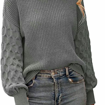 Women's Winter Pullover Sweater Long Sleeve Crewneck Loose Chunky Knit Tops