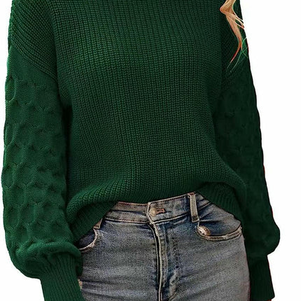 Women's Winter Pullover Sweater Long Sleeve Crewneck Loose Chunky Knit Tops