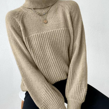 Women's Winter Turtleneck Sweater Chunky Long Sleeve Knitted Pullover