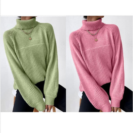Women's Winter Turtleneck Sweater Chunky Long Sleeve Knitted Pullover
