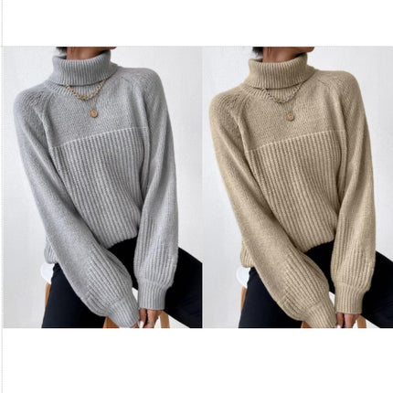 Women's Winter Turtleneck Sweater Chunky Long Sleeve Knitted Pullover