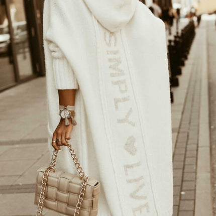 Womens Long Cardigans Cable Knitted Open Front Oversized Hooded Outerwear