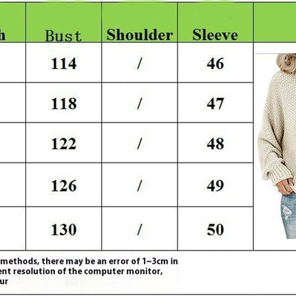 Women's Turtleneck Sweater Batwing Sleeve Long Sleeve Loose Chunky Knit Pullover
