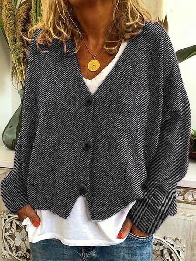 Women's Christmas Abstract Print Casual Cape Coat Button Cardigan Sweater