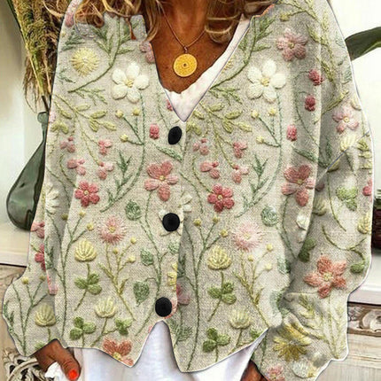 Women's Christmas Abstract Print Casual Cape Coat Button Cardigan Sweater 1
