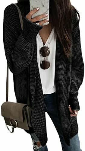 Women's Plaid Long-Sleeved Front Cardigan Oversized Thick Knitted Sweater Jacket