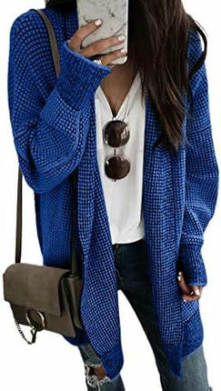 Women's Plaid Long-Sleeved Front Cardigan Oversized Thick Knitted Sweater Jacket 1