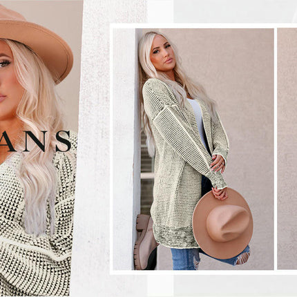 Women's Plaid Long-Sleeved Front Cardigan Oversized Thick Knitted Sweater Jacket 1