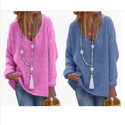 Women's V Neck Lightweight Hollow Out Long Sleeve Sexy Knit Sweater