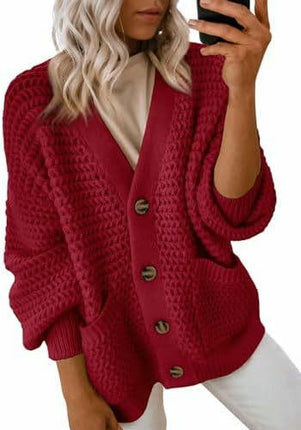 Women's Fashion Casual Front Cardigan Long Sleeve Chunky Knitted Jacket