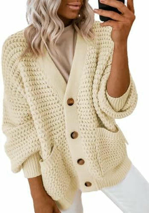 Women's Fashion Casual Front Cardigan Long Sleeve Chunky Knitted Jacket