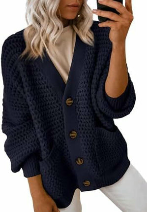 Women's Fashion Casual Front Cardigan Long Sleeve Chunky Knitted Jacket