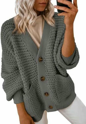 Women's Fashion Casual Front Cardigan Long Sleeve Chunky Knitted Jacket
