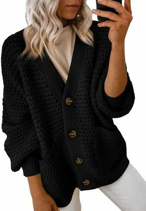 Women's Fashion Casual Front Cardigan Long Sleeve Chunky Knitted Jacket