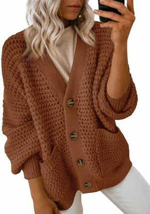 Women's Fashion Casual Front Cardigan Long Sleeve Chunky Knitted Jacket